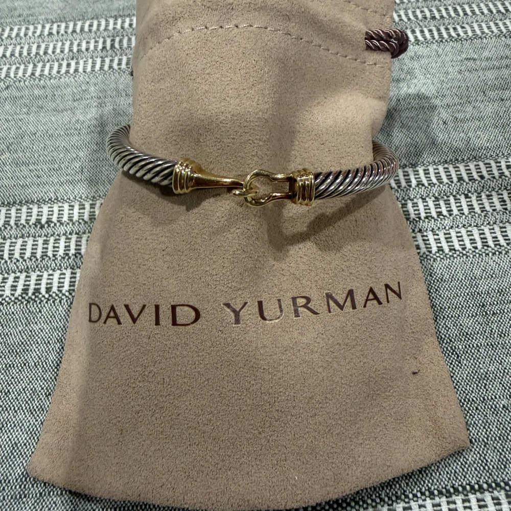 MULTIPLE David Yurman Silver Cable Cuff with Gold Accent - Picture 9 of 10